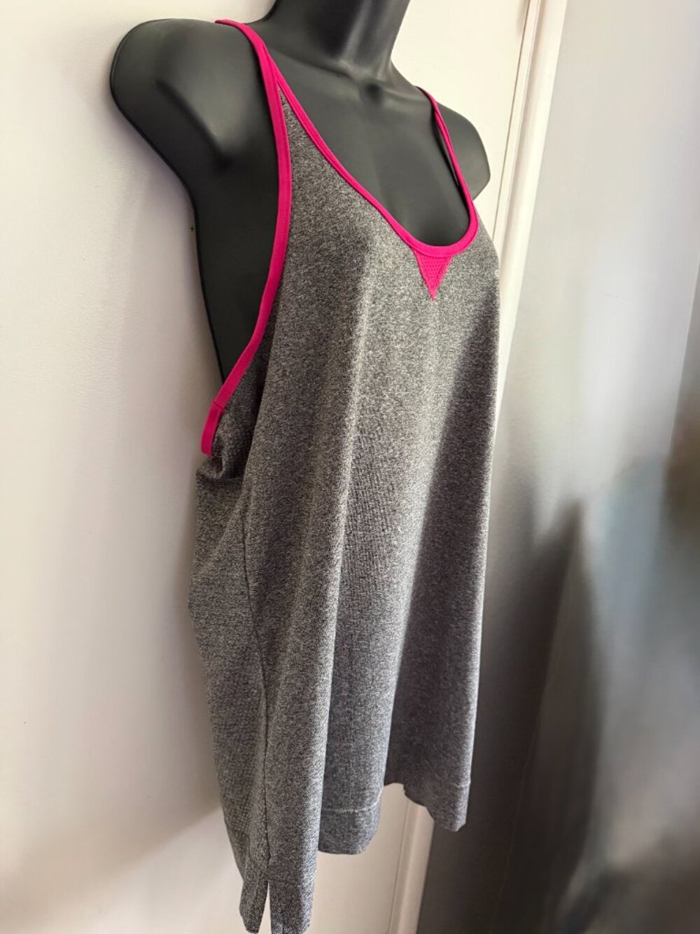 5/$25 - EUC Adidas Women's Racerback Tank Top  Gray Pink Climalite Workout Size